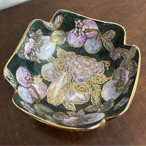 Vintage 6” Collectible Chinese Cloisonnè Enamel Metal Decorative Fruit Bowl